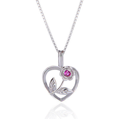 The Heart Flower Design 925 Sterling Silver Necklace - Click Image to Close